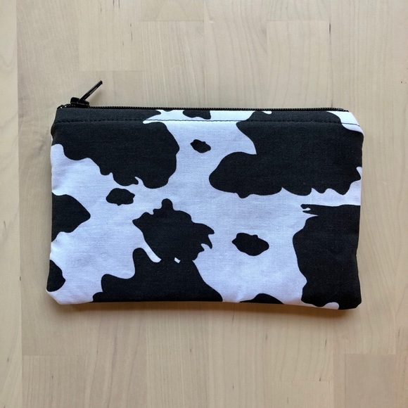 Cow Print Zipper Pouch Bag Handmade DIY - Picture 1 of 3